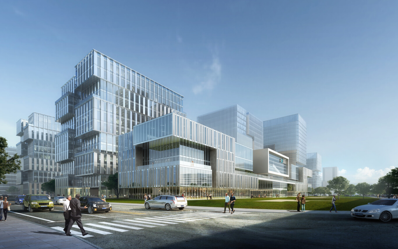 Zhangjiang Gaoke Industrial Park Northeast Perspective · Vibrant Office Park